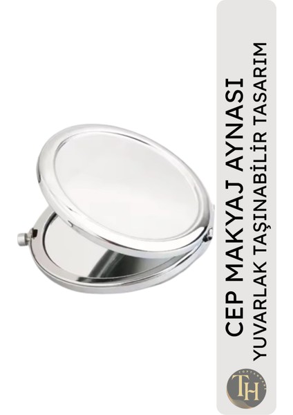 Cep Makyaj Aynası Yuvarlak Çanta Içi Hediyelik Promosyon Ayna Stickera Uygun Gümüş Ayna