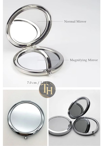 Cep Makyaj Aynası Yuvarlak Çanta Içi Hediyelik Promosyon Ayna Stickera Uygun Gümüş Ayna