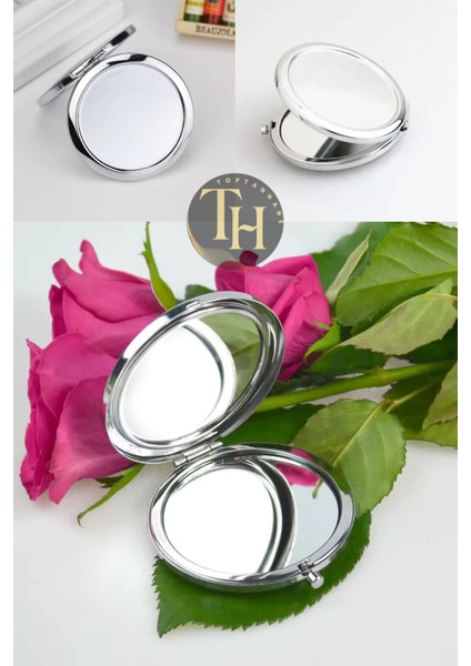 Cep Makyaj Aynası Yuvarlak Çanta Içi Hediyelik Promosyon Ayna Stickera Uygun Gümüş Ayna