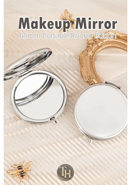 Cep Makyaj Aynası Yuvarlak Çanta Içi Hediyelik Promosyon Ayna Stickera Uygun Gümüş Ayna