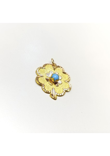 Çocuk Yonca Maşaallah Kolye Ucu 14 Ayar Altın