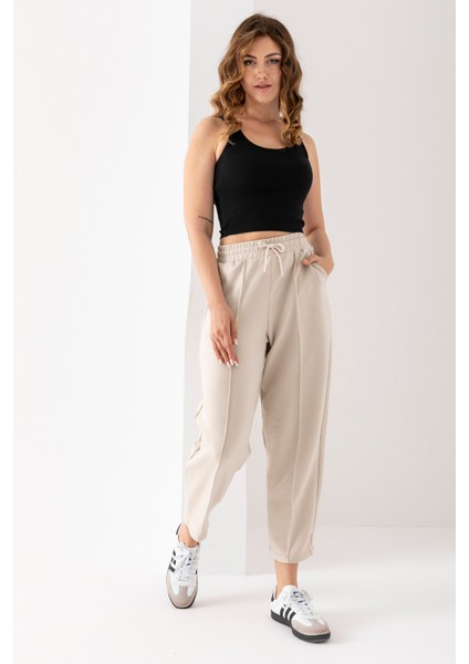 Kadın Modal Balon Model Likralı Pantolon Yumuşak Doku Beli Lastikli Çımalı Bilek Pantolon modelleri