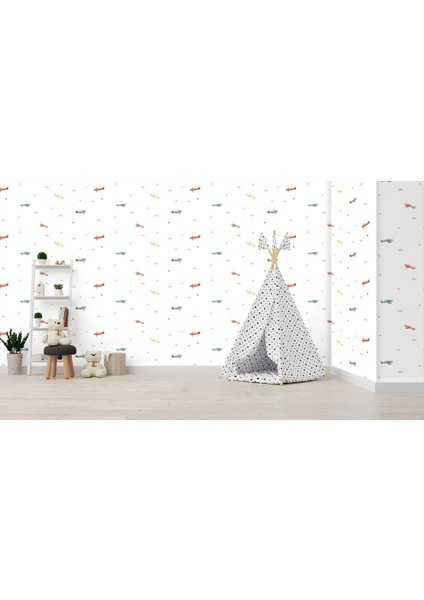 Gökyüzünde Uçak Detaylı Çocuk Odası Duvar Kağıdı - Adakids 8907-1 Duvar Kağıdı 10.6 M2 modelleri