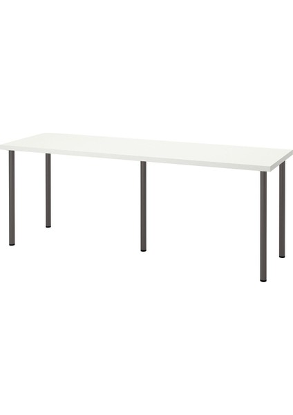 Çalışma Masası, Beyaz-Koyu Gri, 200X60 cm