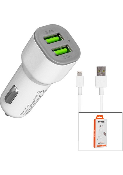 Iphone - Kablolu Oto - Araç Çakmaklık Şarj Başlık Set 3.1A - 155W - 1mt Kablo HY-X44 (5067)