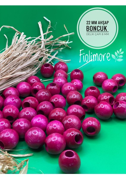 22 mm Ahşap Boncuk (50 gr 13 Adet)Geniş Delik Çapı 8 mm Makrome Çanta Bileklik Takı Renkli