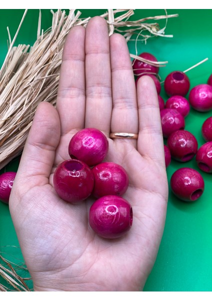 22 mm Ahşap Boncuk (50 gr 13 Adet)Geniş Delik Çapı 8 mm Makrome Çanta Bileklik Takı Renkli fiyatları