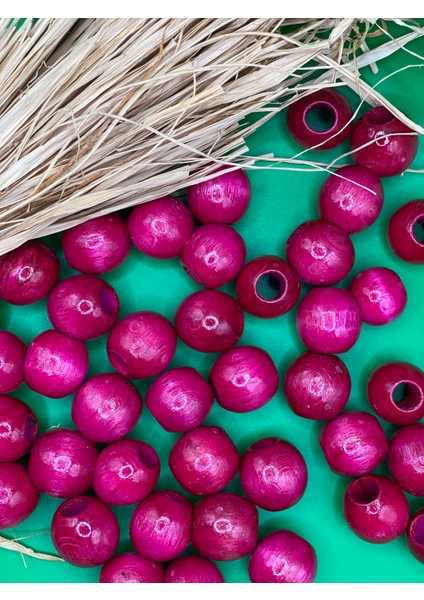 22 mm Ahşap Boncuk (50 gr 13 Adet)Geniş Delik Çapı 8 mm Makrome Çanta Bileklik Takı Renkli modelleri