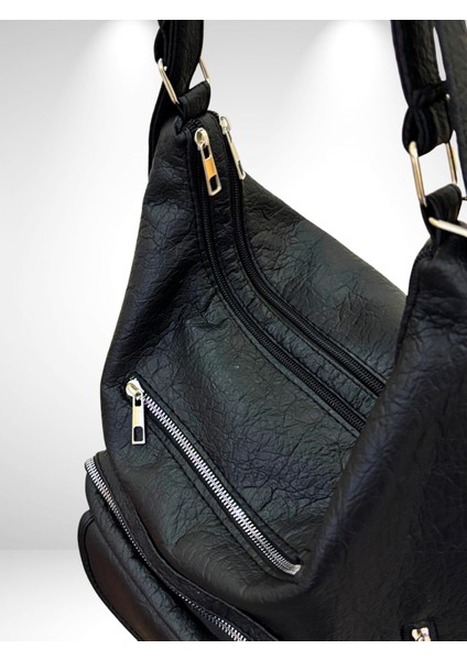 Kadın Çok Gözlü Sırt ve Omuz Çantası, Sırt Çantası, Çok Gözlü Çanta, Yıkama Deri Çanta modelleri