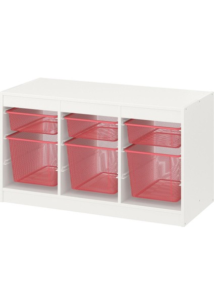 Saklama Ünitesi, Beyaz-Açık Kırmızı, 99X44X56 cm