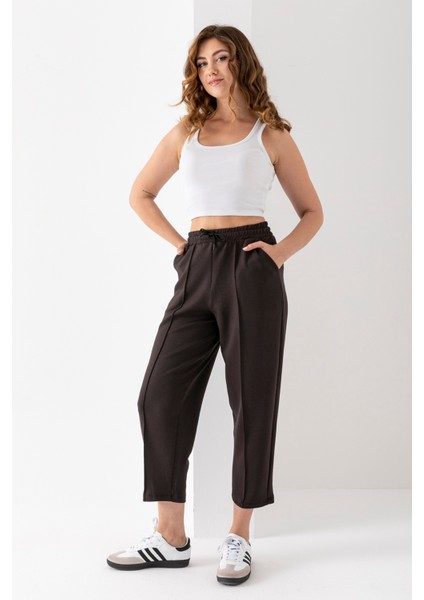 Kadın Modal Balon Model Likralı Pantolon Yumuşak Doku Beli Lastikli Çımalı Bilek Pantolon