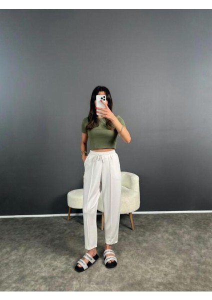 Kadın Modal Balon Model Likralı Pantolon Yumuşak Doku Beli Lastikli Çımalı Bilek Pantolon fiyatları