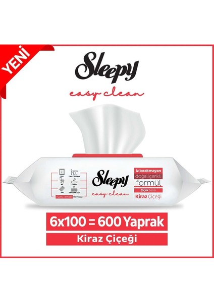 Sleepy Easy Clean Kiraz Çiçeği Yüzey Temizlik Havlusu&mendili 6X100 (600 Yaprak)