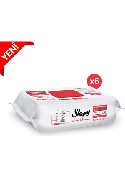 Sleepy Easy Clean Kiraz Çiçeği Yüzey Temizlik Havlusu&mendili 6X100 (600 Yaprak) fiyatları