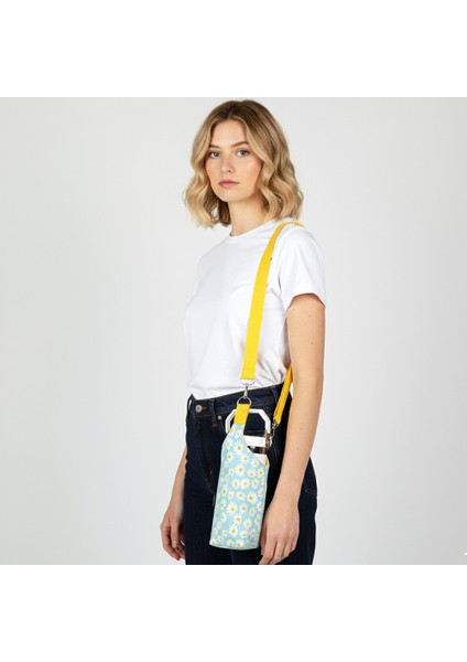 1 Litrelik El Yapımı U Model Papatya Desenli Matara Kılıfı