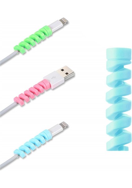 4&#39;lü Apple, Android Şaj Kablosu Koruyucu Silikon Spiral Yay Aparat (5067) modelleri