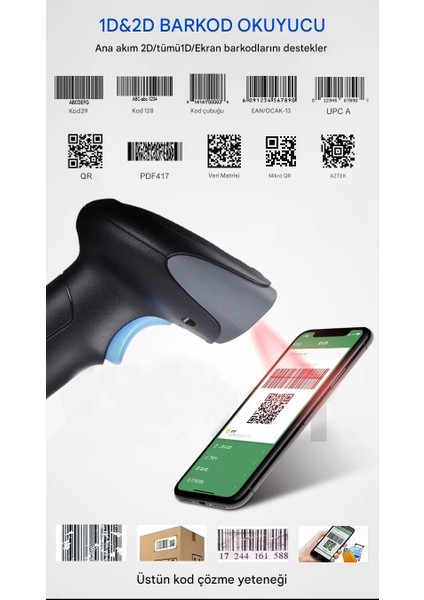 Mpia Bs-2 Taşınabilir 2d/1d Qr ve Barkod Okuyucu – USB & Kablosuz – Qr & Barkod Tarayıcı Pos Depo Mağaza indirimleri