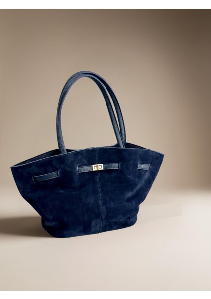 %100 Hakiki Süet Deri Uzun Askı ve Mıknatıs Kapama Detaylı Kadın Omuz Çantası