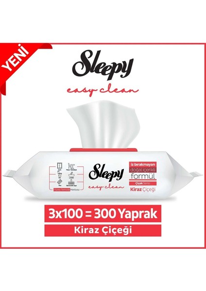 Sleepy Easy Clean Kiraz Çiçeği Yüzey Temizlik Havlusu&mendili 3X100 (300 Yaprak)