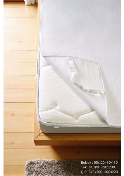 Alez Pamuklu Su Sıvı Geçirmez 4 Köşe Beyaz Yatak Koruyucu Tek Çift Kişilik Terletmeyen Yatak Alezi