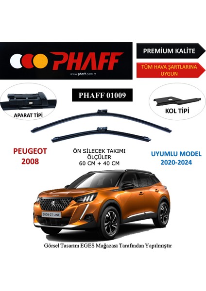 Peugeot 2008 (2020-2024) Ön Silecek Süpürgesi 600MM + 400MM