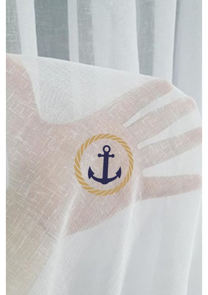 Denizçi Desenli Tül Perde - Denizçi Temalı, Özel Ölçü ve Isim Yazılabilir, Ütü Gerektirmez ( 1/3 Kanunp Pileli ) indirimleri