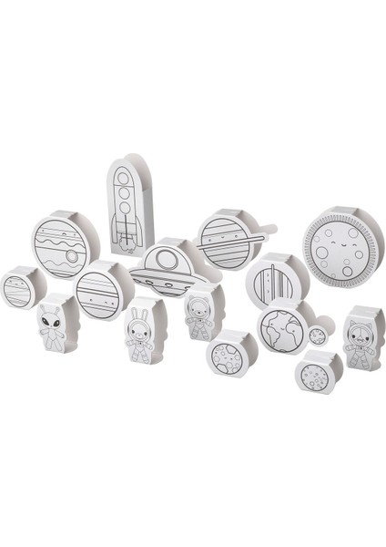 Karton Boyama Şablonu, Beyaz, 15 Parça