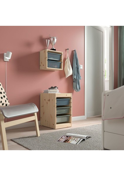 Çocuk Duvar Rafı, Çam-Gri-Mavi, 32X21X30 cm modelleri