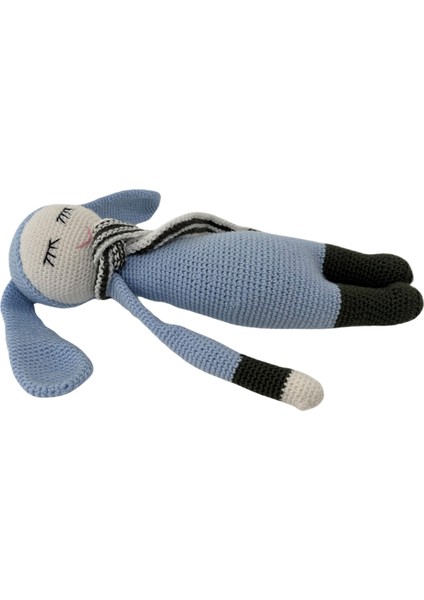 Uyuyan Oyuncak Tavşan El Işi %100 Pamuk Mavi Amigurumi Oyuncak modelleri