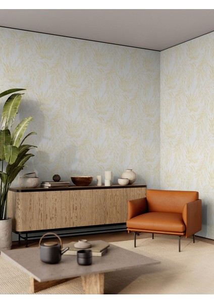 Hue Koleksiyonu 24208-3 Duvar Kağıdı, Krem (1.06 x15.6 m - 16.5 m²) Tropikal Yaprak Desen fırsatları