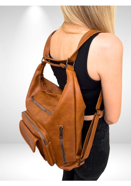 Kadın Çok Gözlü Sırt ve Omuz Çantası, Sırt Çantası, Çok Gözlü Çanta, Yıkama Deri Çanta fiyatları