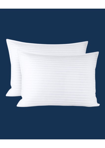 Solivane Otel Tipi Lüks Yastık Kılıfı | 83 Tel Pamuk Saten Çizgili Kumaş | Queen Size 60X80