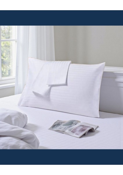 Solivane Otel Tipi Lüks Yastık Kılıfı | 83 Tel Pamuk Saten Çizgili Kumaş | Queen Size 60X80 indirimleri