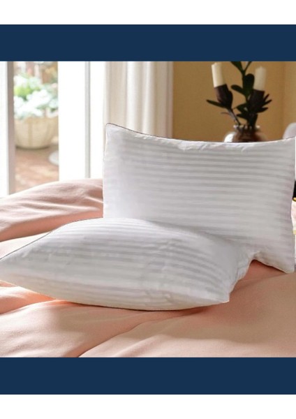 Solivane Otel Tipi Lüks Yastık Kılıfı | 83 Tel Pamuk Saten Çizgili Kumaş | Queen Size 60X80