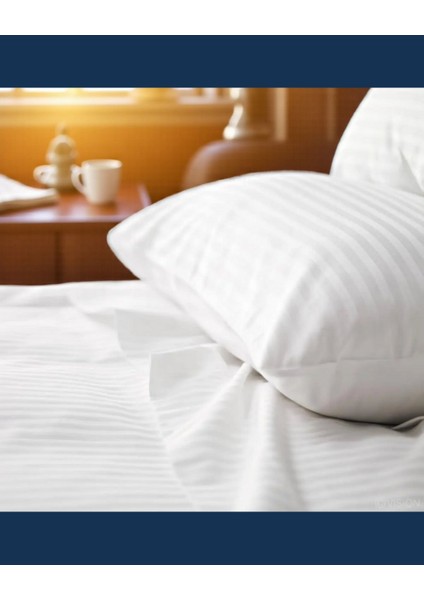 Solivane Otel Tipi Lüks Yastık Kılıfı | 83 Tel Pamuk Saten Çizgili Kumaş | Queen Size 60X80
