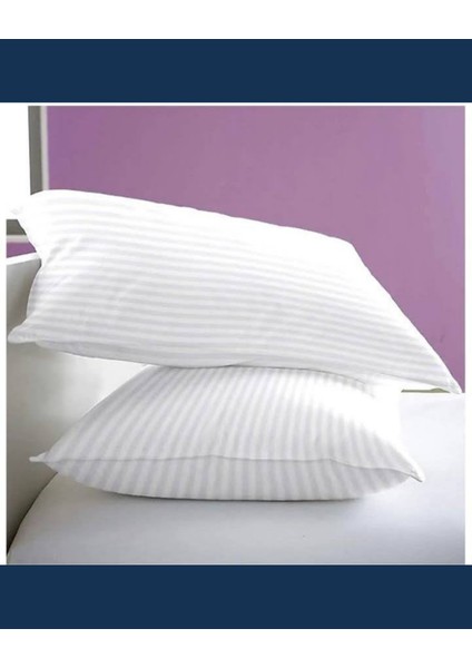 Solivane Otel Tipi Lüks Yastık Kılıfı | 83 Tel Pamuk Saten Çizgili Kumaş | Queen Size 60X80