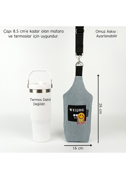 El Yapımı U Model Gri Kot Smiley Termos Kılıfı Iceflow 0,89 fiyatları