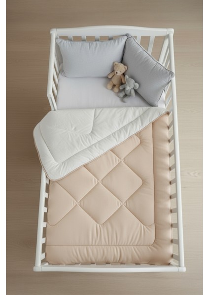 | Pamuklu Welsoft Bebek Yorganı 95X145 cm Yumuşak Çift Taraflı Bej Bebek Yorgan fiyatları