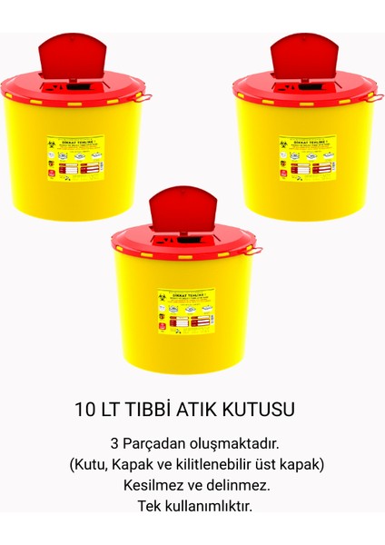 10 Lt Tıbbi Atık Kutusu 3'lü
