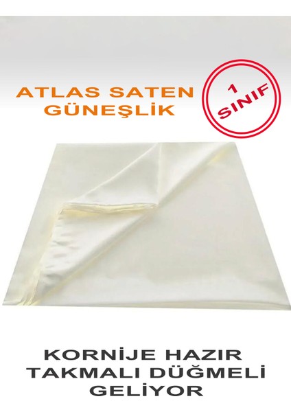 Kırık Beyaz Atlas Saten Güneşlik (Tül Perde ve Fon )Altına Her Kombine Yakışır! Tüm Odalara Şıklık Katar!