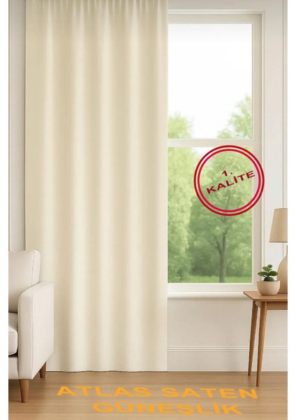 Kırık Beyaz Atlas Saten Güneşlik (Tül Perde ve Fon )Altına Her Kombine Yakışır! Tüm Odalara Şıklık Katar! fırsatları