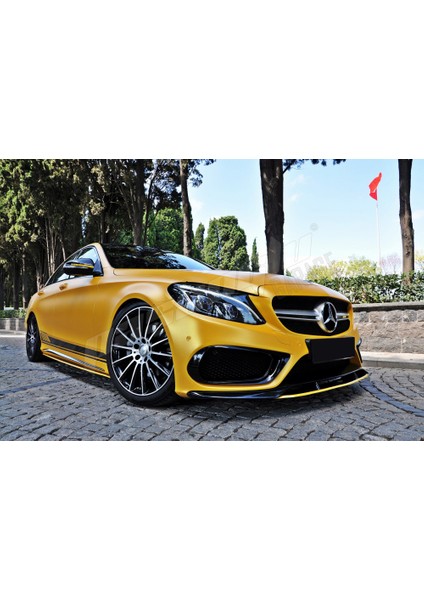 Mercedes W205 C180 2 Parça Ön Lip Parlak Siyah Plastik Ön Ek Karlık