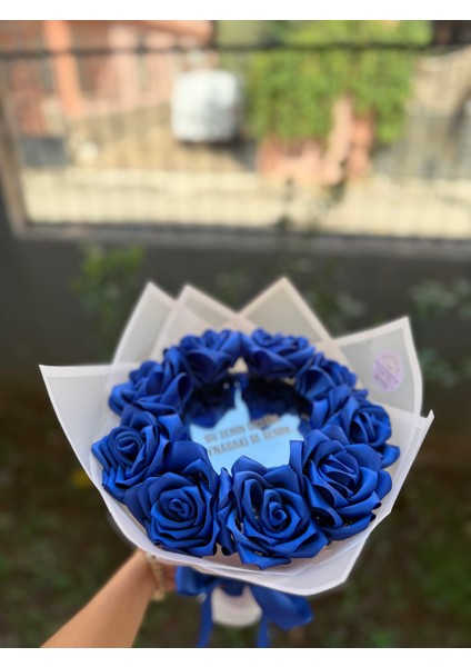 Gerçek Görünümlü Ayna Yazısı Ledli Yapay Gül Buketi Yapay Çiçek