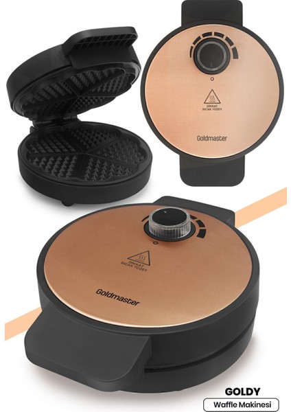 Pembe Derin Plakalı 1000W Waffle Makinesi, Taşmayı Önler, Şık ve Kullanışlı