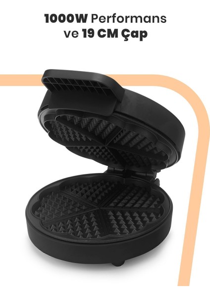 Pembe Derin Plakalı 1000W Waffle Makinesi, Taşmayı Önler, Şık ve Kullanışlı