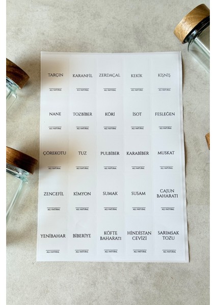 25'li Beyaz Baharatlık Etiketi (%100 Suya Dayanıklıdır)