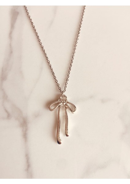 Fiyonk Figürlü Çelik Zincirli Rodyum Kaplama Kolye