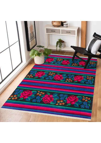 Siyah Çiçekli Modern Etnik Desenli Halı | Makinada Yıkanabilir | Hav Toz Vermez | Leke Tutmayaz | Kaymaz Taban | Dijital Makine Baskı | Salon Yolluk Mutfak Halısı fiyatları