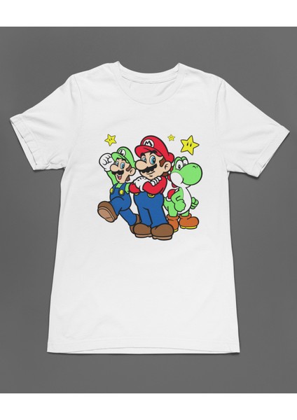 Super Mario Game Lugi Yoshi Unisex Tişört T-Shirt