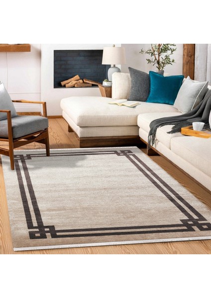 Vizon Çerçeveli Modern Etnik Desenli Halı | Makinada Yıkanabilir | Hav Toz Vermez | Leke Tutmayaz | Kaymaz Taban | Dijital Makine Baskı | Salon Yolluk Mutfak Halısı fiyatları